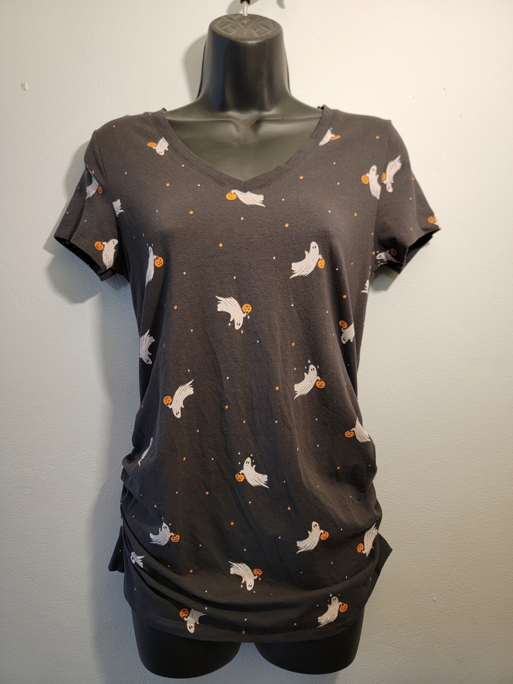 Old Navy Short Sleeve V-Neck Top with Ghost & Pumpkin Print